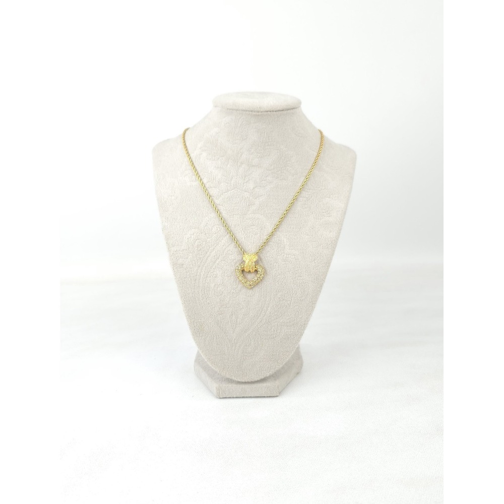 vintage Christian Dior gold-plated necklace sparkling crystal-encrust Heart